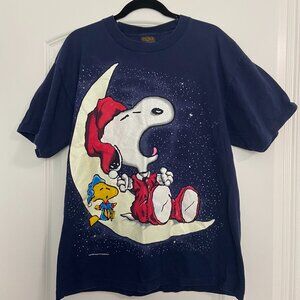 Vintage Peanuts Snoopy Glow In the Dark Oversized T-Shirt in Navy